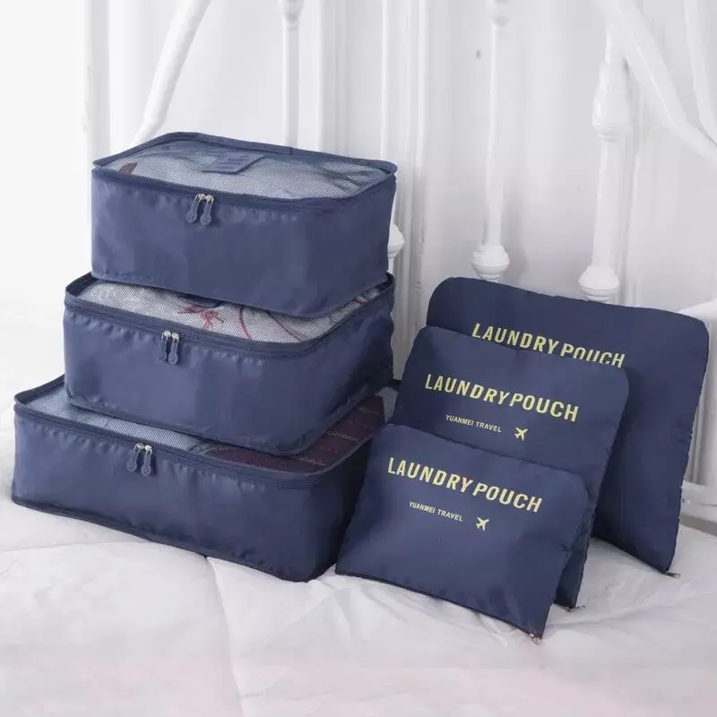 

6 Pcs Travel Organizer Storage Bag Set for Clothes Tidy Wardrobe Suitcase Pouch Case Shoes Packing Cube Bag Home Storage Bags