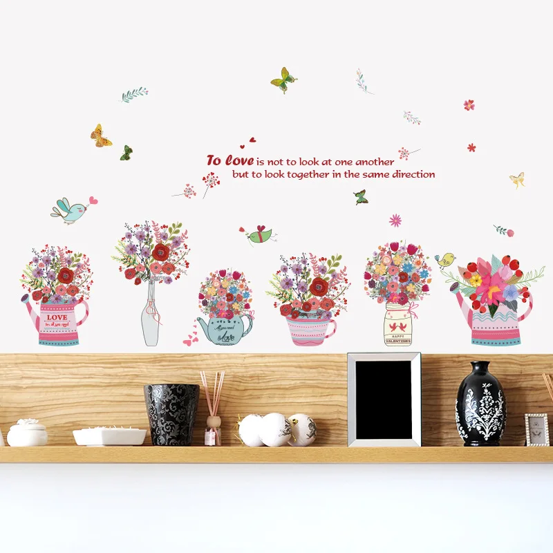 

Wall Stickers Flowers for Living Room Home Decoration Vinyl Self-adhesive Wallpapers Removable DIY Art Flower Wall Decals