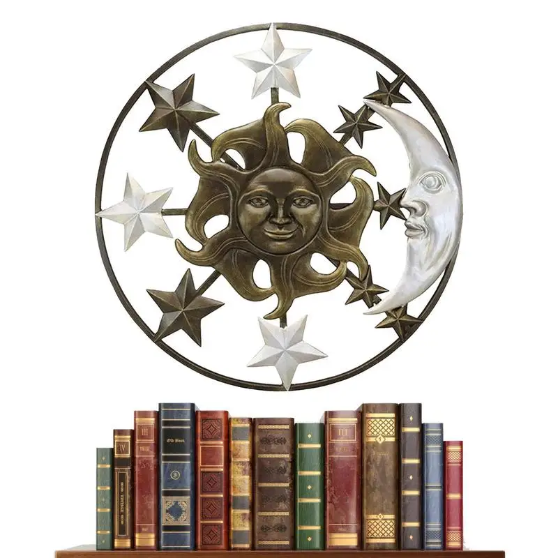 

Moon Sun Star Metal Wall Art For Indoor Outdoor Garden Porch Living Room Wall Decoration