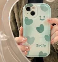 ins simple smiley small fresh green anti drop silicon phone case for iphone xr xs max 8 plus 11 12 13 13 pro max case for ladies