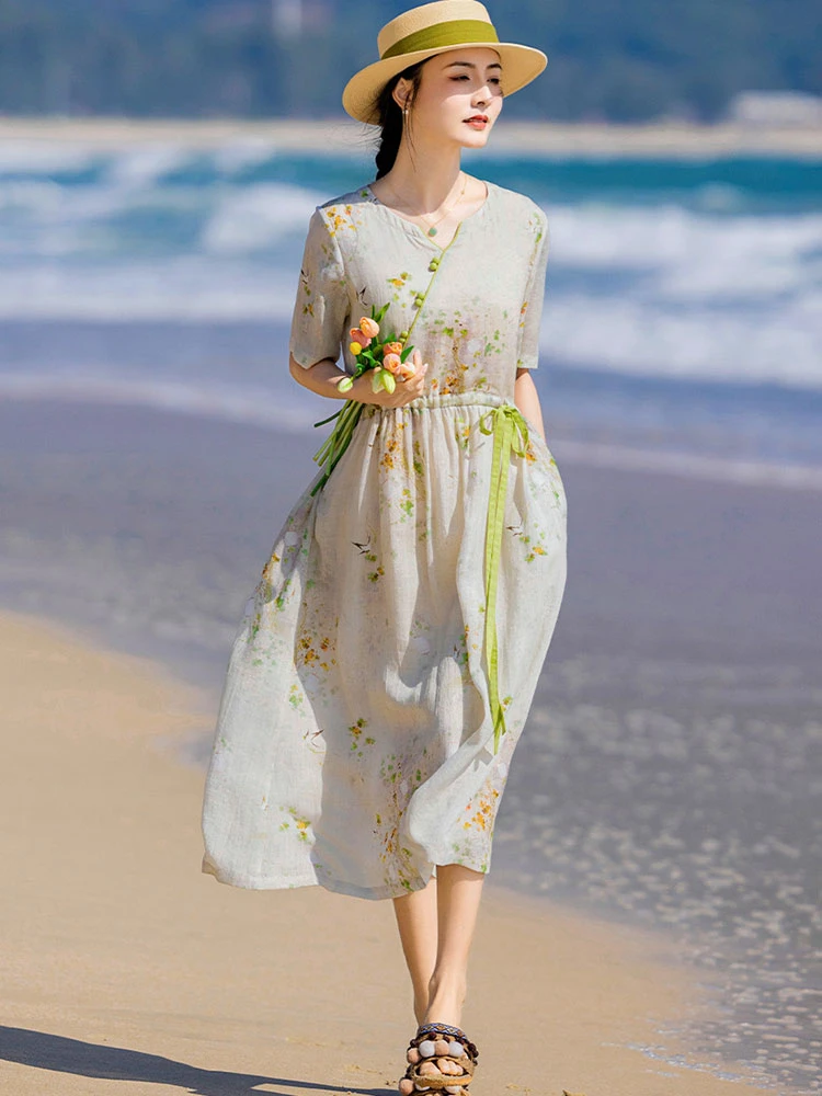 Высокое качество длинное платье с принтом Рами весна-лето 2023 Новое поступление