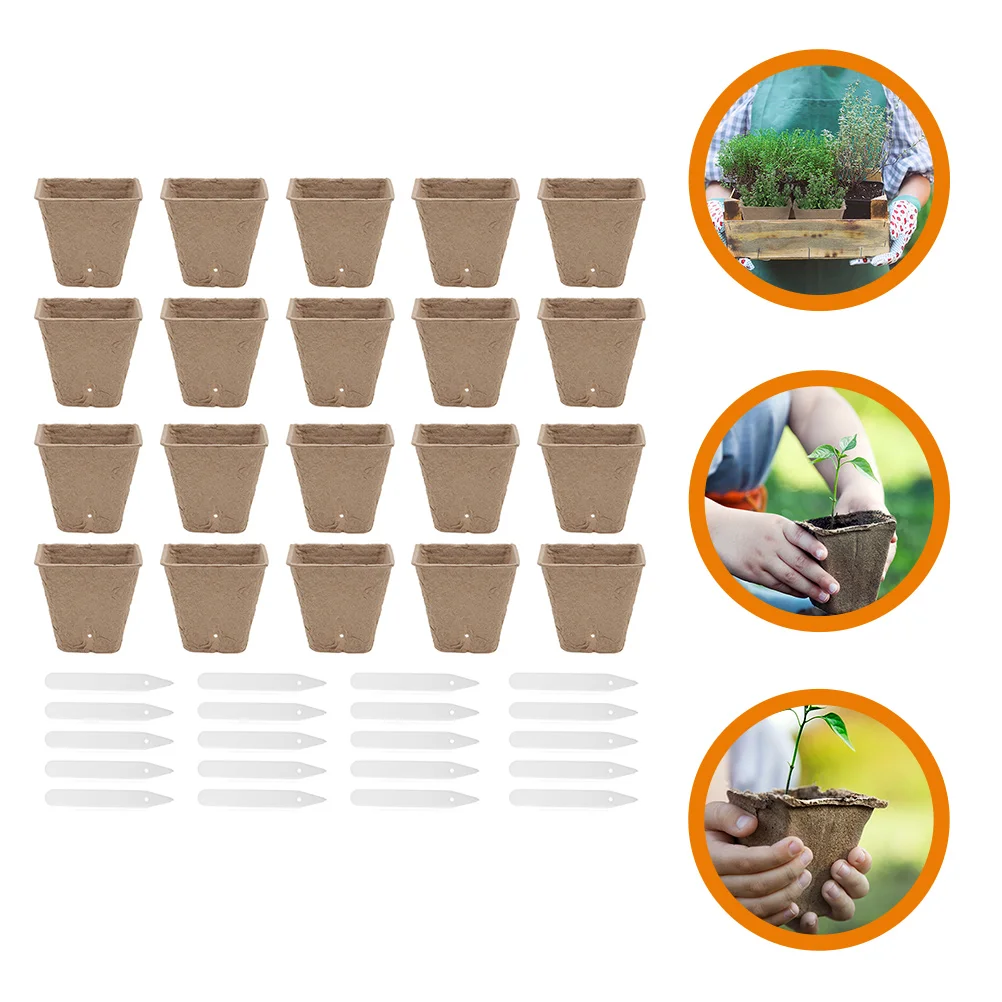 

1 Set of Germination Flower Pots Planting Pots Paper Plants Nursery Pots with Plants Labels