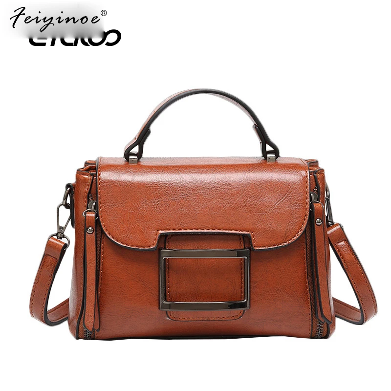 

2021 Spring Real PU Leather Handbag Handbags Woman Small Vintage Crossbody Bags For Women's Shoulder Messenger Bag Female