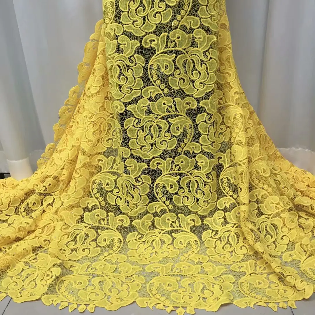 

2022 Latest Design African Lace Fabric Guipure Milk Silk Lace Fabrics Top Quality For Women Party Dress By The Yard JJYG17