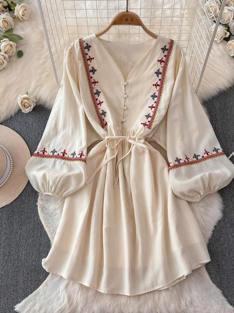 Новое женское хлопковое льняное платье в европейском и американском стиле 2024