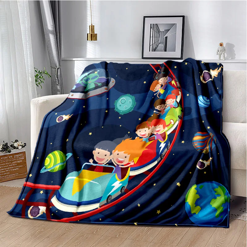 

Astronaut Cartoon Anime Pattern Manta Sofa Bed Cover Soft Blanket Plaid Soft Warm Flannel Throw Noon Break Blankets Fans Gif