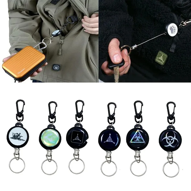 

New Outdoor Automatic Retractable Wire Rope Luya Anti-theft Tactical Keychain Telescopic Keychain Retractable Hook Tool