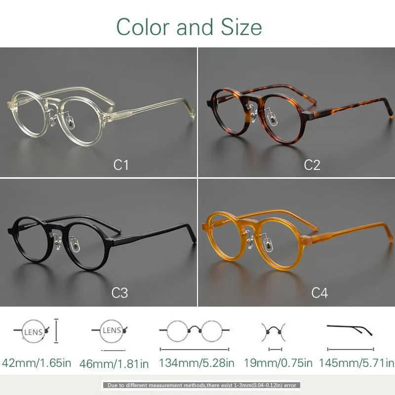 Винтажные прозрачные разноцветные ацетатные очки для мужчин и женщин круглые