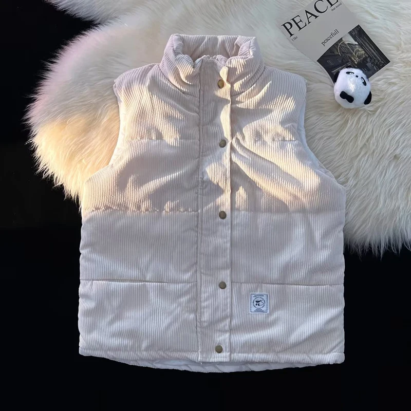 Coat Men Winter Parkas Sleeveless Vest High Quality Corduroy All-match Solid Color Cotton Jacket Tops