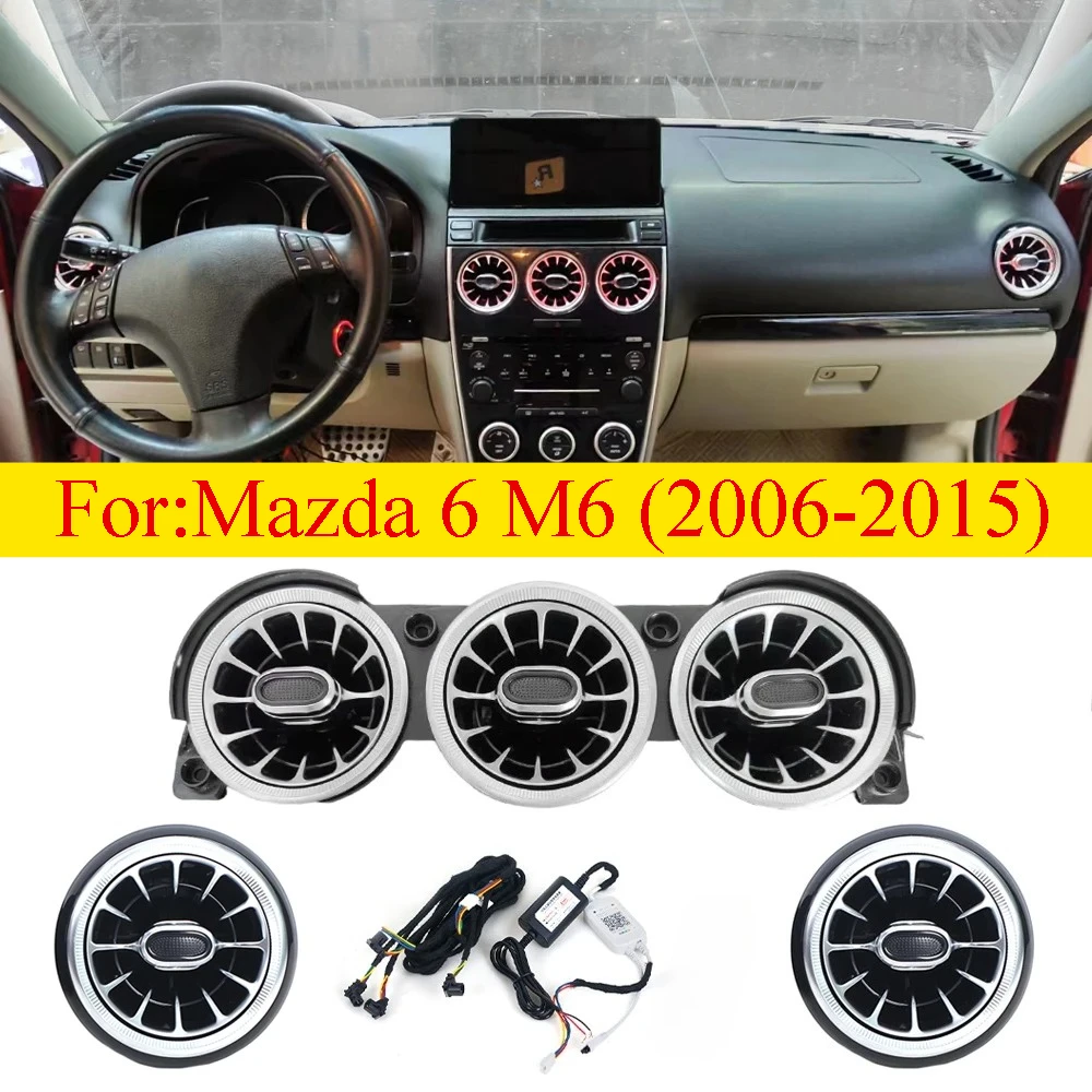 

Автомобильная светодиодная передняя приборная панель, вентиляционное отверстие для кондиционера, турбо, внутренняя отделка для Mazda 6 M6 2006-2015