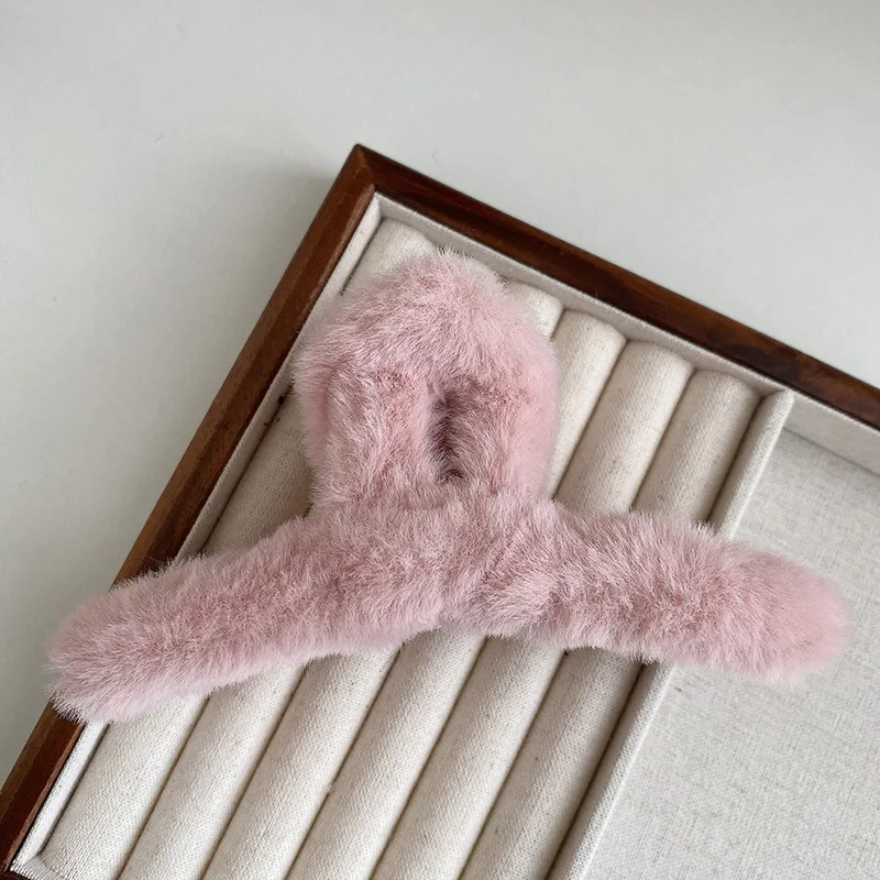 Женская заколка-краб из искусственного меха зимний аксессуар для волос