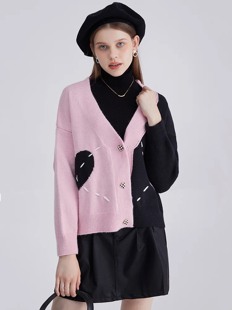 

Женский вязаный кардиган большого размера, свободный свитер с V-образным вырезом и длинным рукавом, новинка сезона осень-зима 2022, C334