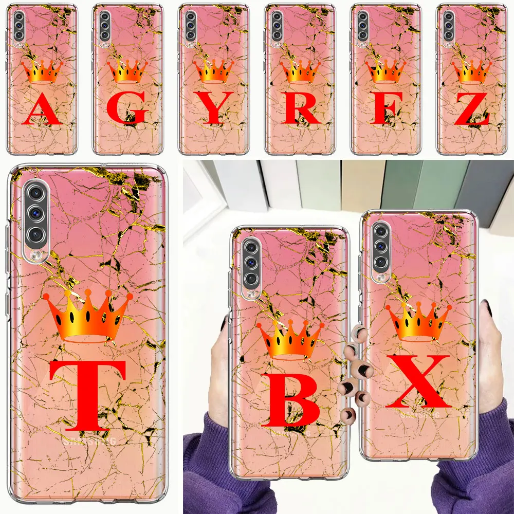 

Marble Letter A B Crown Phone Case For Samsung Galaxy A12 A50 A70 A52 A72 A20 A30 A10 A40 A10s A20e A20s A02s A22 A32 5G Cover