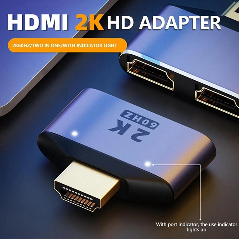 HD 2K Dual Output Splitter Monitor Adapter 1 To 2 Way Male To Dual Female Converter Adapter For Notebook Game Console Desktop