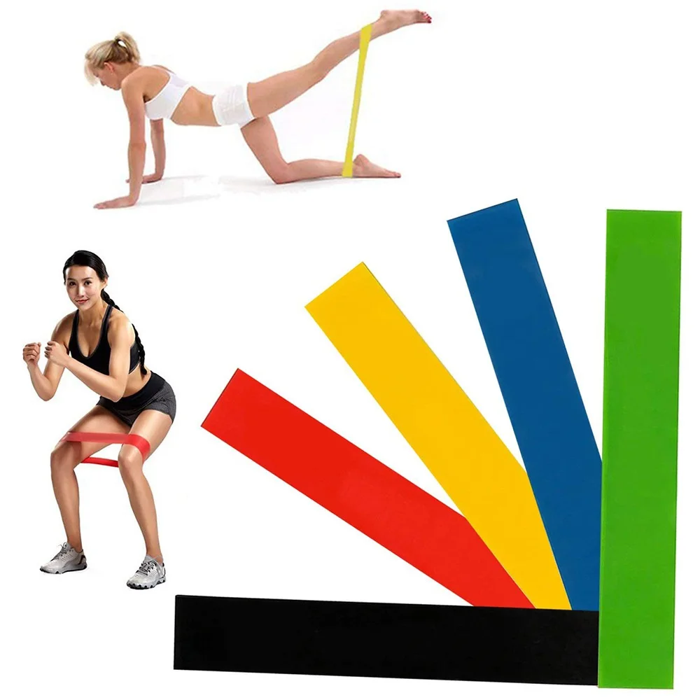 

5x Resistance Fitness Exercise Loop Bands with 5 Different Resistance Levels Ideal for Home Gym Yoga Pilates Training