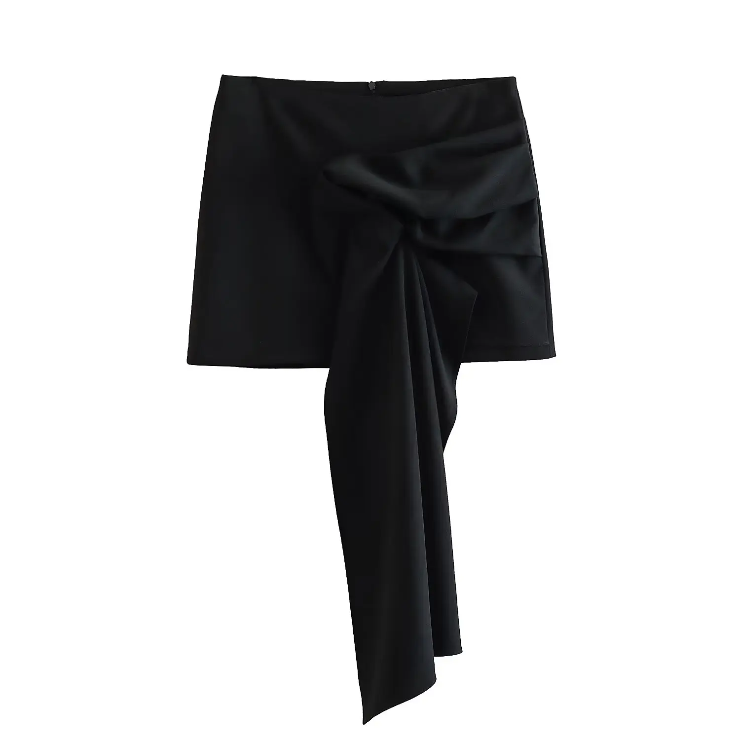 

PB&ZA Women 2023 New Chic Fashion Black Summer Dissymmetry Skirts Vintage High Waist Side Zipper Female Skorts Mujer