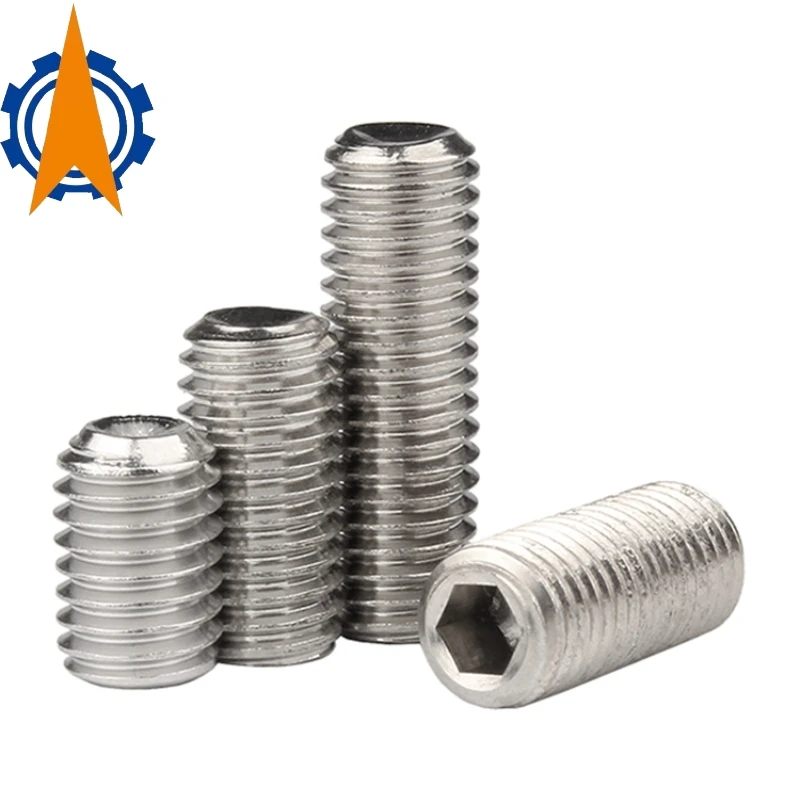 

10pcs 1/4 3/8 5/16 1/2 2# 4# 5# 6# 8# 10# 304 Stainless Steel Anglo American Hex Socket Set Screw Headless Allen Stop Screw Bolt
