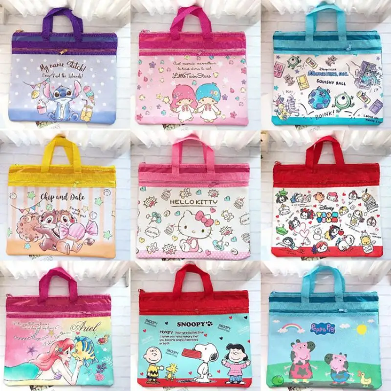 

Sanrioed мультфильм Kuromi Kawaii сумка для хранения Mymelody Детская сумка для репетиров двухслойная Портативная сумка для файлов для ежедневного испол...