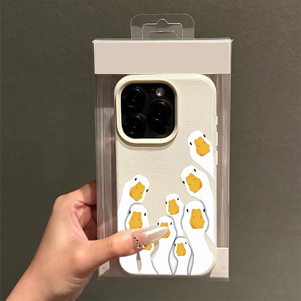 Фото Милый чехол для iPhone 11 12 13 14 15 16 17 Pro Max Plus Air с рисунком белой утки, креативный дизайн, мягкий чехол из поликарбоната №2