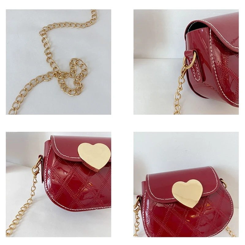 Cute Little Girls Mini Shoulder Bag for Kids Fashion Coin Purse Small Handbags Lovely Patent Leather Children's Side Bags
