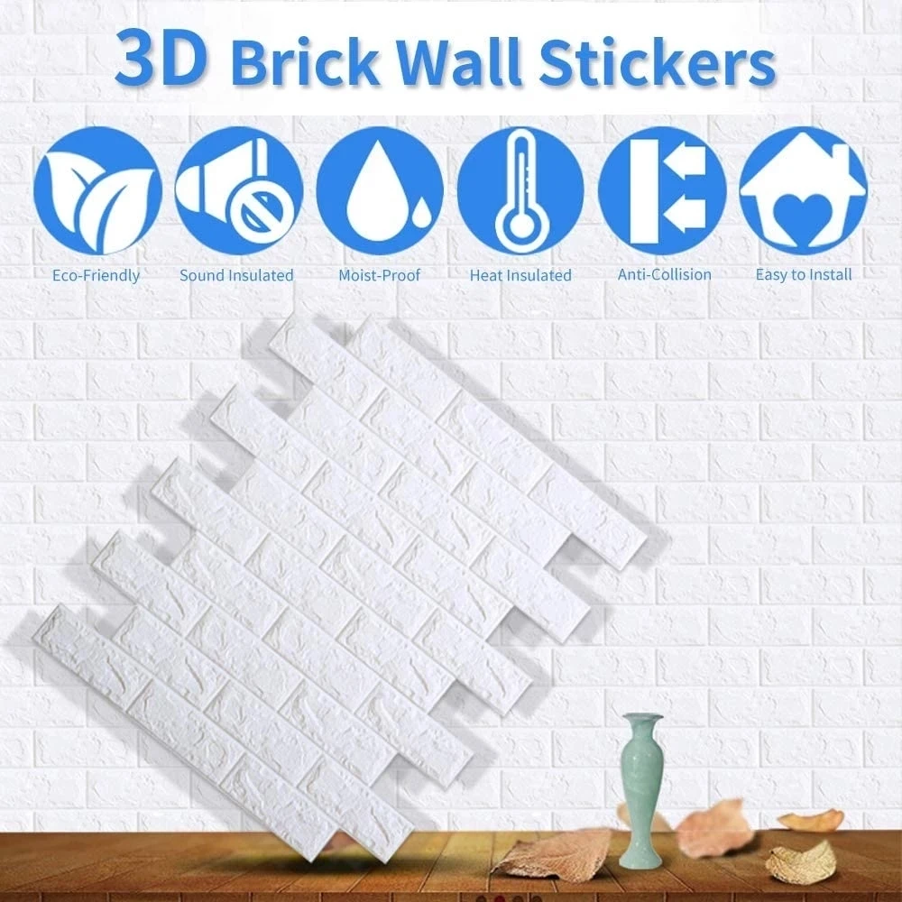 3d wallpaper brick diy stickers self adhesive tv backdrop decor for kids room kitchen waterproof wall decor sticker free global shipping