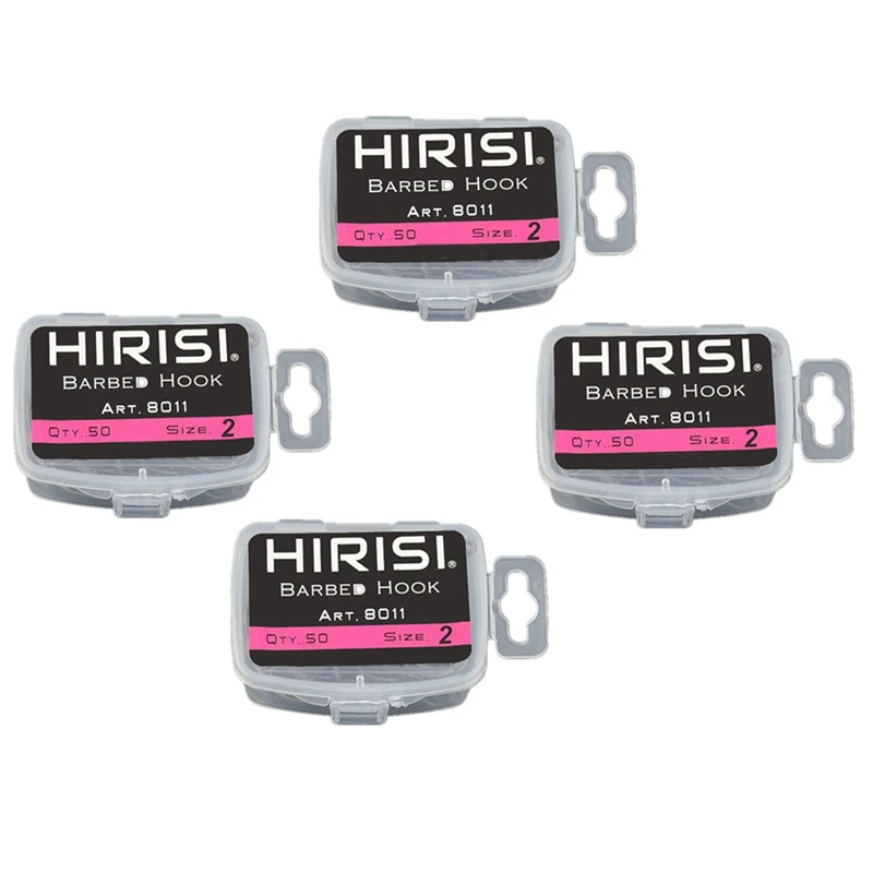 

Hirisi, 200 шт., крючки с бородками из высокоуглеродистой нержавеющей стали с покрытием, для карпа, набор рыболовных крючков с 8011 4 & 2