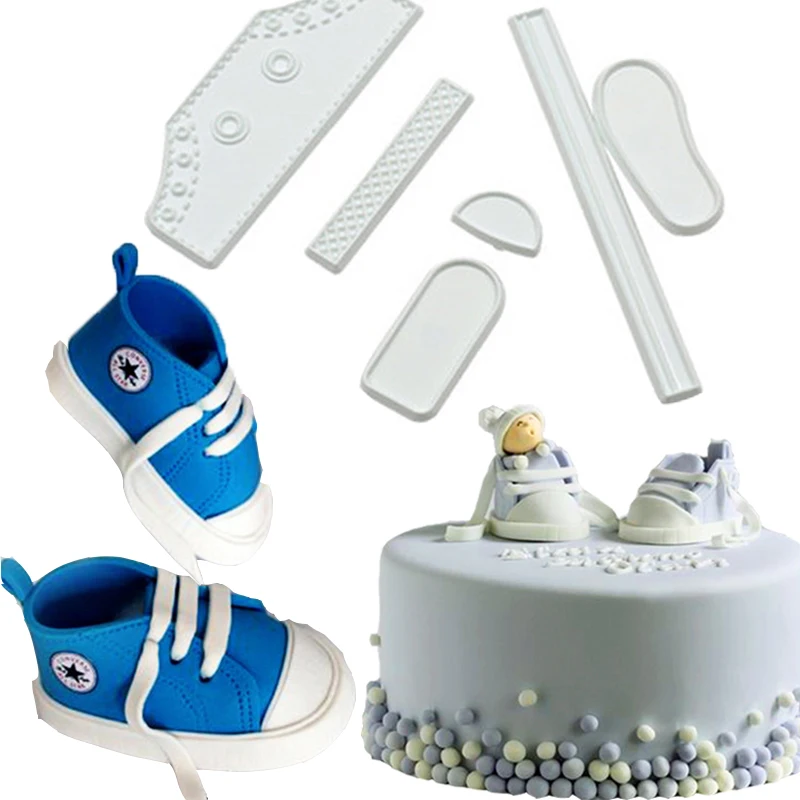 3/6pcs Baby Shoes Cake Mold Plastic Cake Fondant Soap Mold 3D Sneaker Shape Cake Decorating Tools Pastry Kitchen Bakeware Gadget