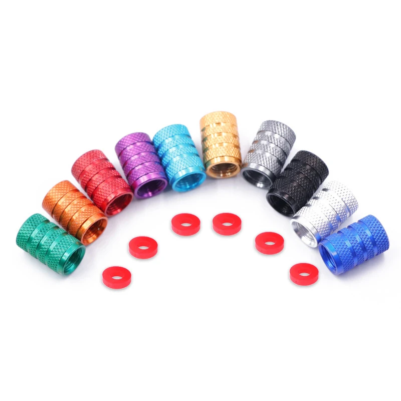 

4Pcs/set Car Tire Valve Stems Cap Knurling Style Tire Valve Cap Aluminum Tire Wheel Stem Air Valve Cap for US Schrader