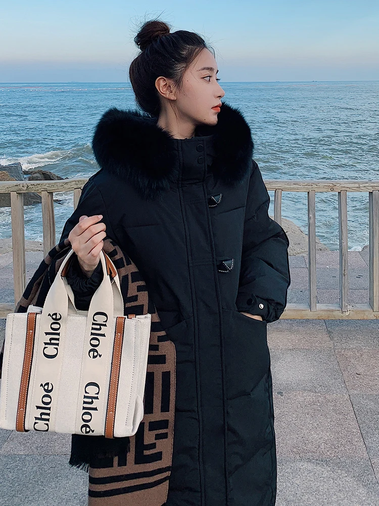2022 Hot Sale Women Winter Jacket Long Warm Thicken Hooded With Fur Korean Style Fashion Female Coat Parka High Quality