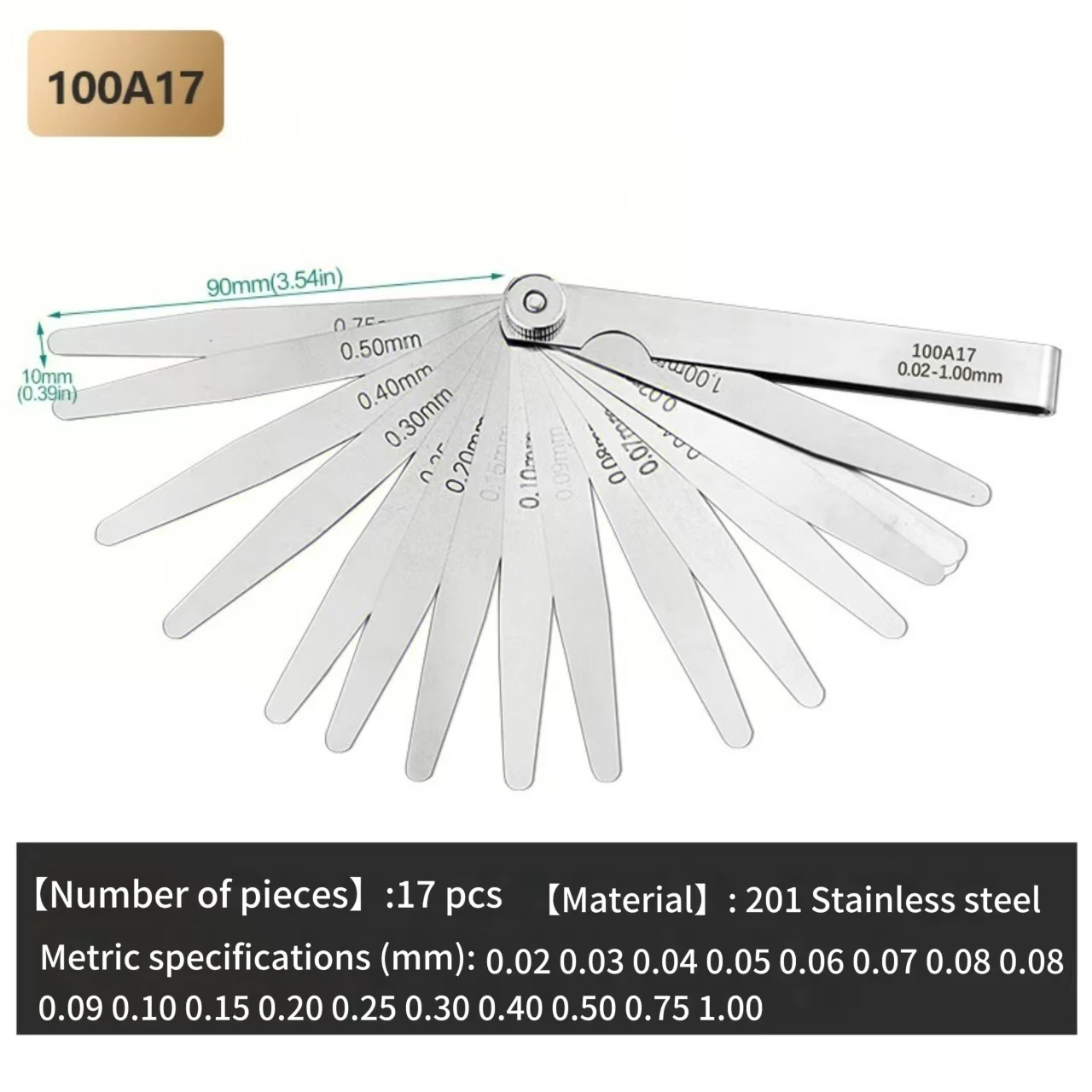 

Набор прокладок из 17 предметов для метрического зазора, манометр зазора 0,02-1,00 мм, для регулировки клапана двигателя, инструмент для производства матрицы