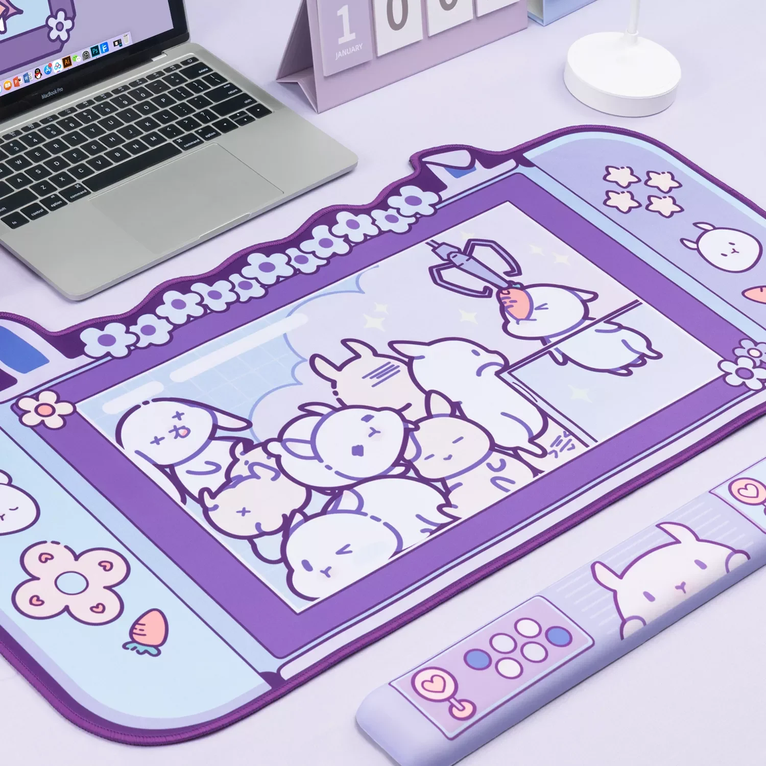 

Kawaii Rabbit Trap Gaming Mouse Pad 44cm*80cm Super Cute Thickened Office Computer Big Mouse Pad Keyboard pad Wrist Rest Girl