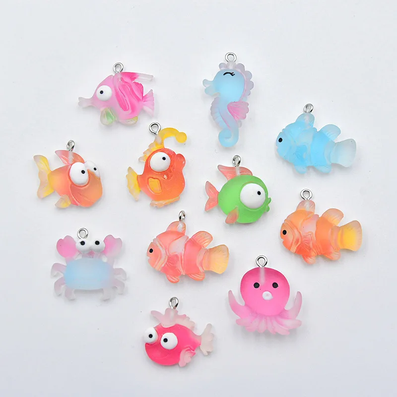 10 шт. подвески из смолы с плоской задней частью океанских животных каваи морской