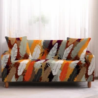 home decor modern feather print sofa cover stretch spandex all inclusive sofa covers for living room dust proof cushion cover