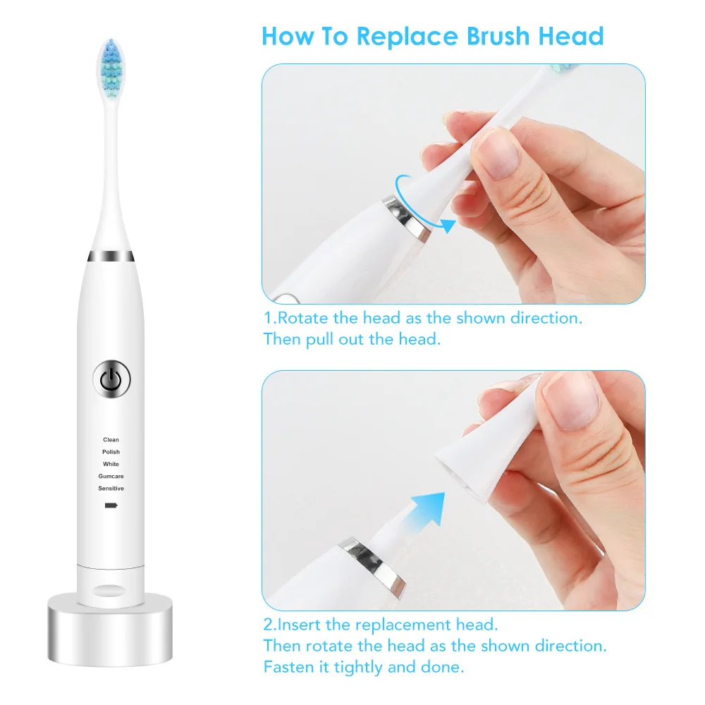 Drolma Electric Toothbrush With Charging Base, Travel Smart ToothBrush For Whiter Teeth, Eletric Tooth Brush enlarge