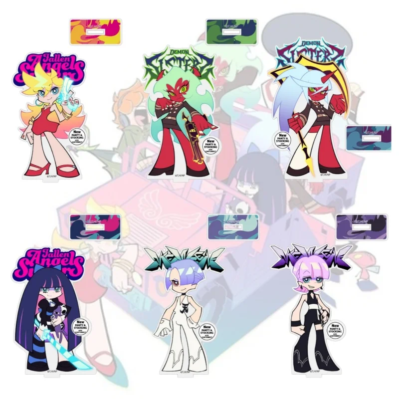 Фото Акриловая подставка Panty & Stocking with Garterbelt — Ассорти персонажей, аниме-атрибутика, коллекционный настольный декор, брелок, подарок №1