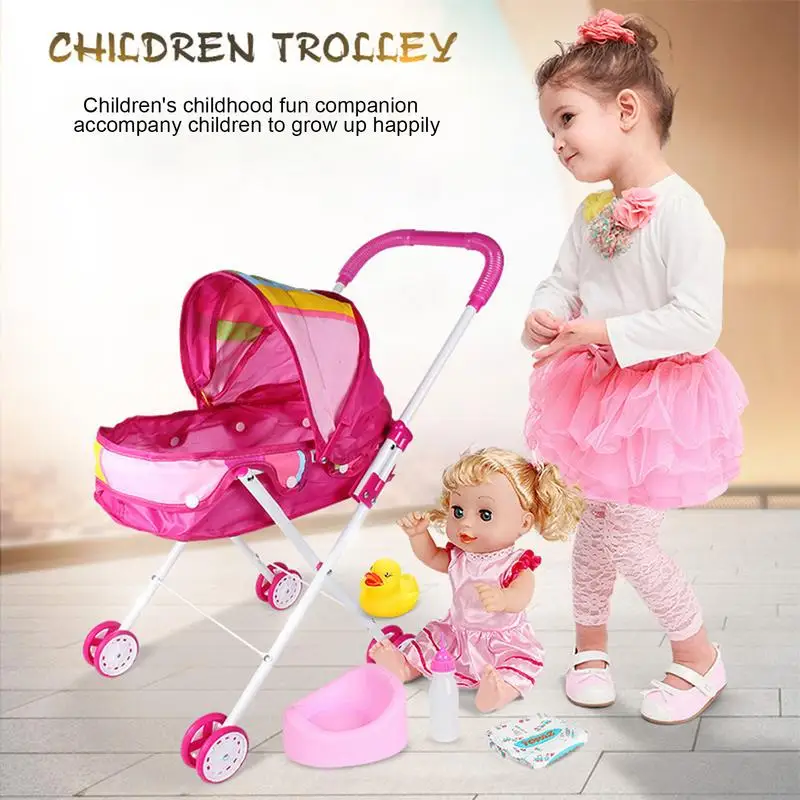 

Baby Doll Lightweight Great Kids Doll Pushchair with Baby Doll Safe Baby Cart Toy Sturdy Nursery Play Toys Doll Accessories