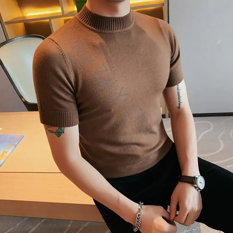 Autumn Winter New Turtleneck Sweaters for Men Clothing 2023 Simple Slim Fit Casual Knitted Pullovers Pull Plus Size 4Xl-M