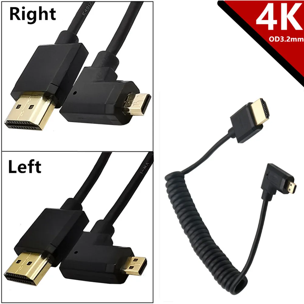 

Super Extreme Slim High Speed HDMI-compatible coiled Cable 4K*2K@60HZφ：3.2mm HDMale to micro HD cable 1.2/2.5/1.8M