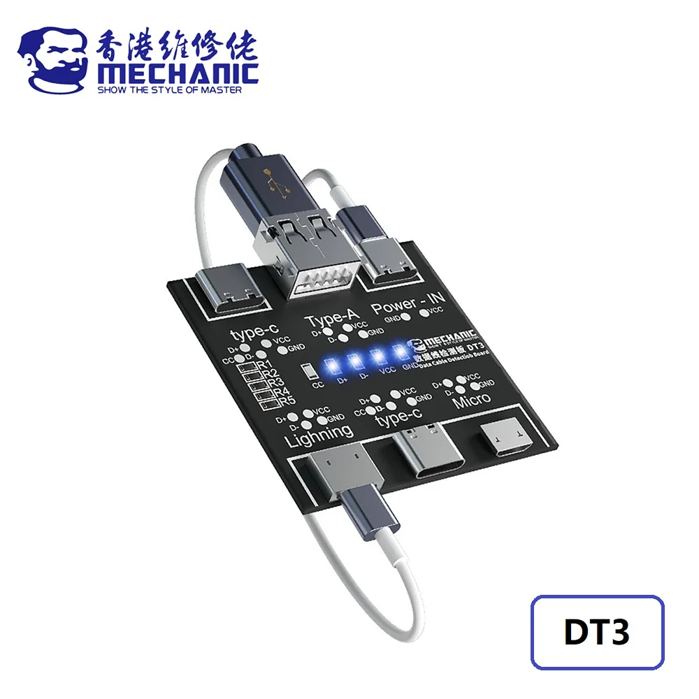 

ПАНЕЛЬ ОБНАРУЖЕНИЯ кабеля данных MECHANIC DT3, тестер USB-кабеля для iOS и Android систем, Type-C, инструмент тестовой платы для переключения короткого замыкания
