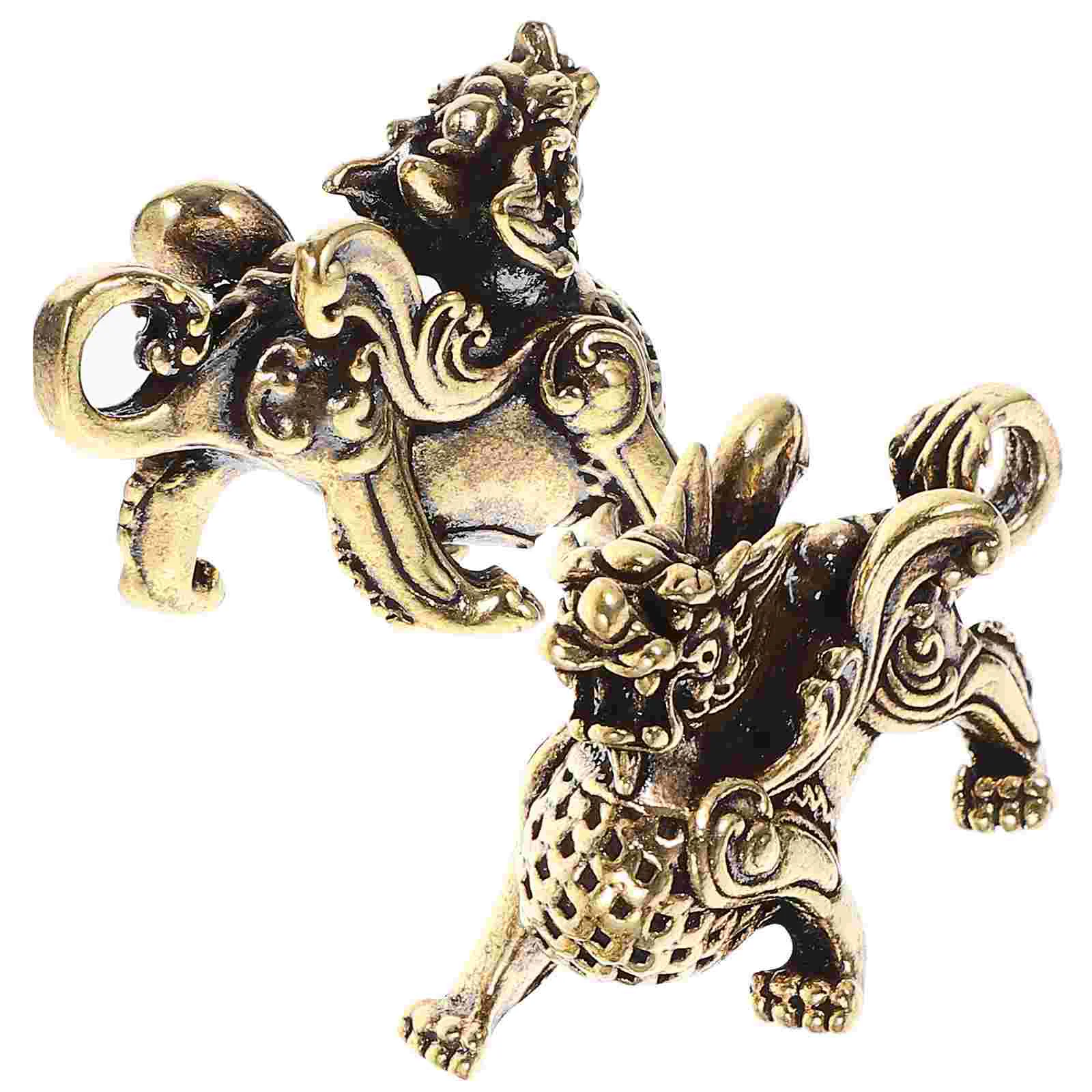 2 шт. Орнамент с единорогом кулон предметы интерьера винтажный Kylin латунь