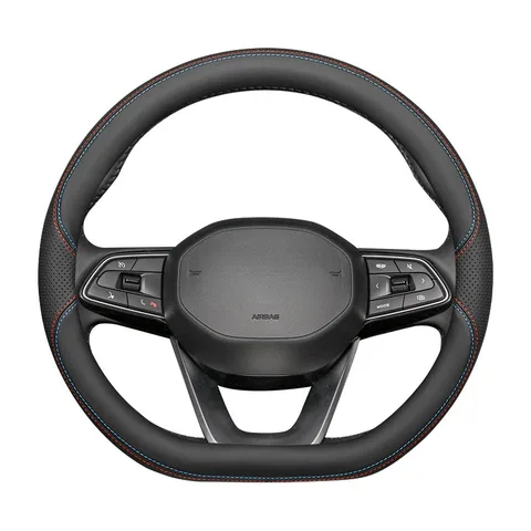 Кожаный чехол на руль для GEELY Preface Emgrand Monjaro Coolray Binray, аксессуары для рулевого колеса, чехол на руль типа D