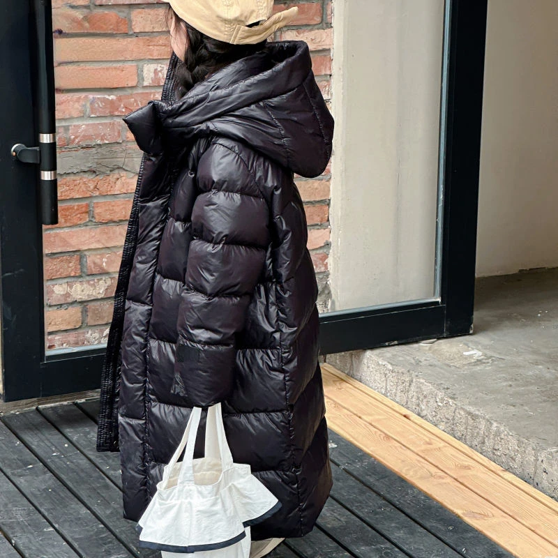 

Детские зимние теплые утепленные пуховики для девочек, длинное пуховое пальто, куртка, верхняя одежда, искусственная детская одежда Q87