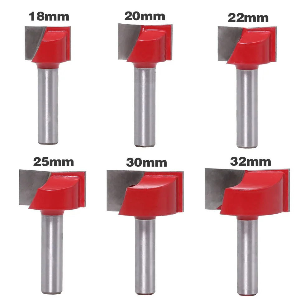 

8mm Shank Double-Flute Straight Router Bits Set Woodworking Pattern Milling Cutters Kit 6-Size Diameter-18&20&22&25&30&32mm