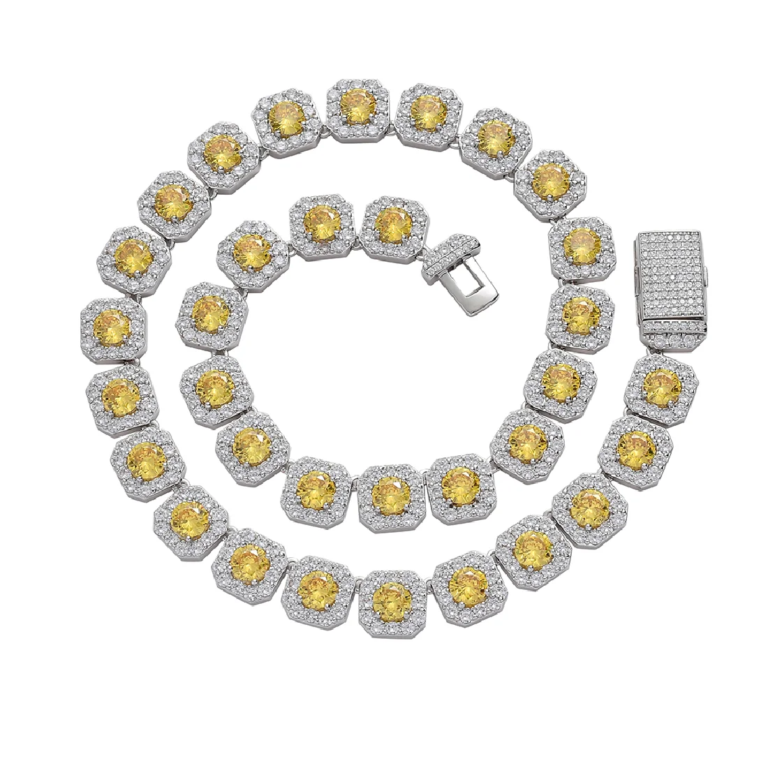 

BC006 12mm 16" 18" 20" brass setting CZ Tennis Chain Necklace Iced Out Cubic Zircon Bling Bling Jewelry