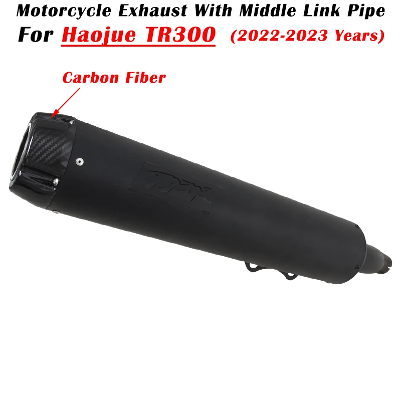 

Slip On For Haojue TR300 TR 300 2022 2023 Motorcycle Exhaust Escape System Modified Carbon Fiber Muffler With Middle Link Pipe