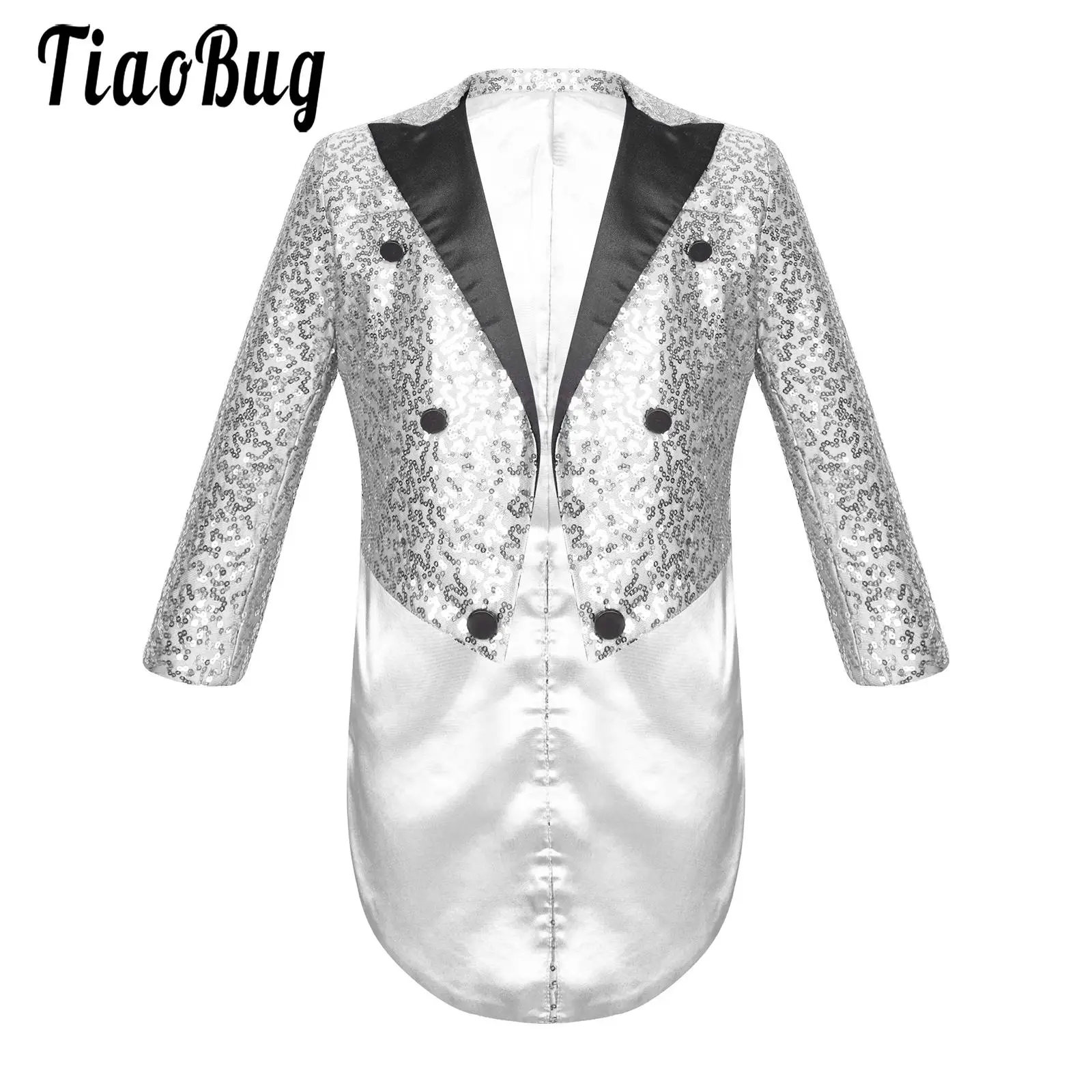 

Kids Boys Sequined Suit V-neck Jacket Slim Fit Tuxedo Jacket Shiny Blazer Tops for Party Wedding Magic Shows Performance