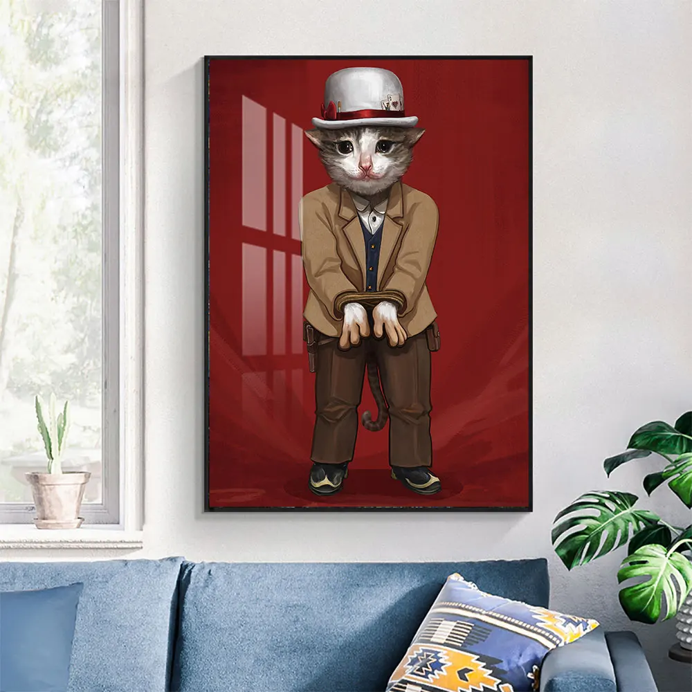 

Make Fun of Cowboy Animal Cat Custom Posters Canvas Wall Art Nordic Print Modern Poster Picture Home Decor21-1207-72