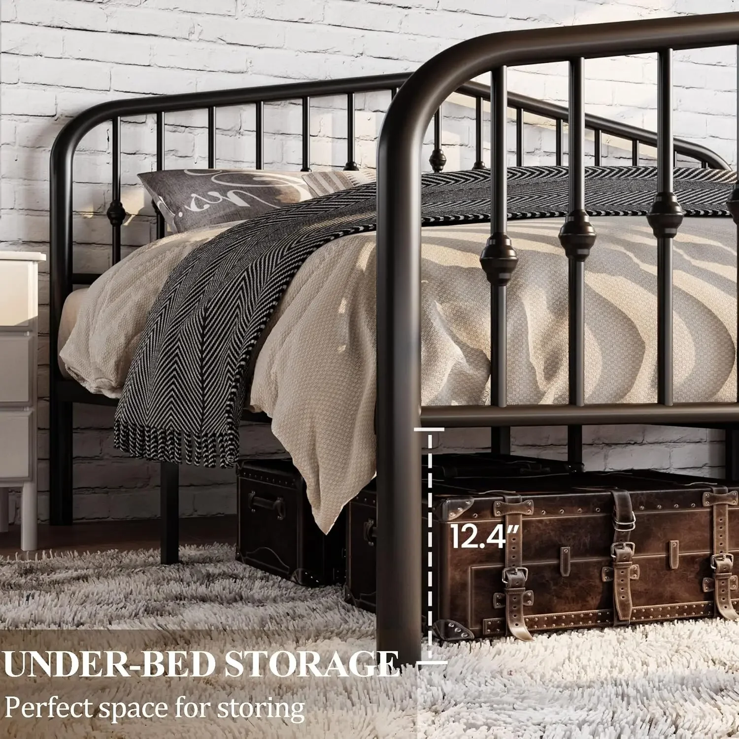 Размер металлического каркаса кровати на платформе с изголовьем/ножьем из