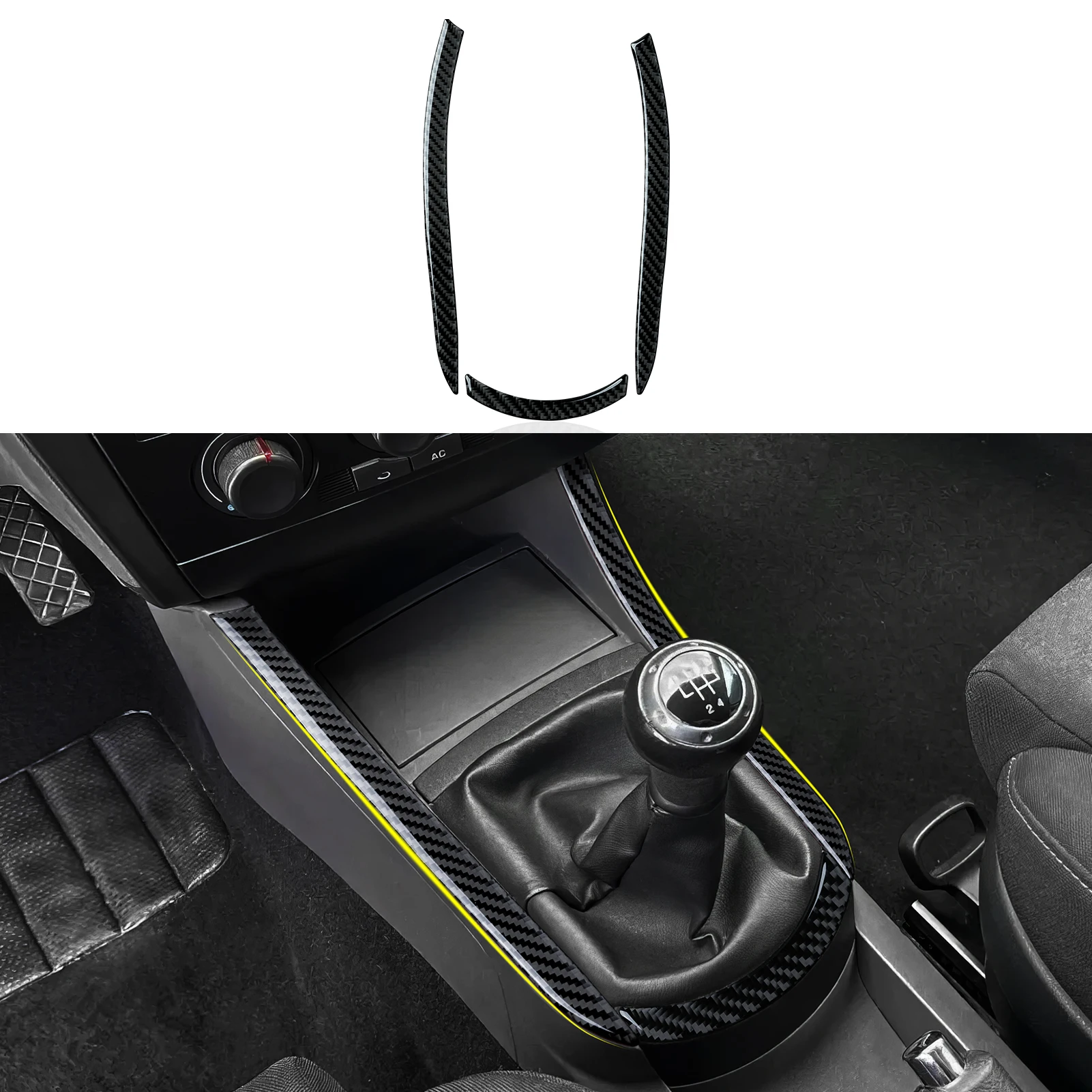 Фото Аксессуары для SEAT Cordoba Ibiza 6L (2002-2009). Наклейка для интерьера из углеродного волокна. Накладка на центральную консоль автомобиля, панель переключения передач №1