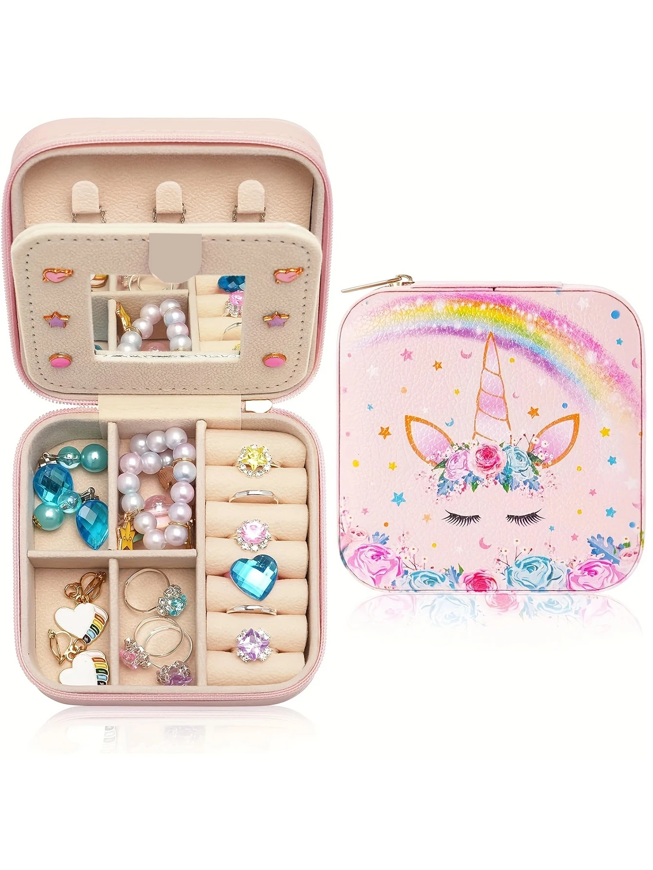 

Кожаная шкатулка для украшений с единорогом и русалкой